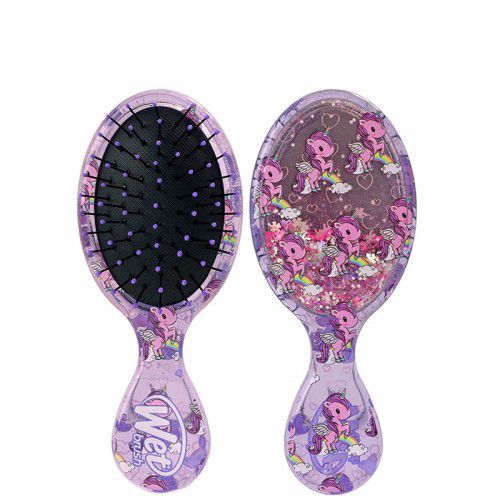 WETBRUSH RETAIL MINI DETANGLER UNICORN GLITTER MAŽAS PLAUKŲ ŠEPETYS SU BLIZGUČIAIS VIDUJE